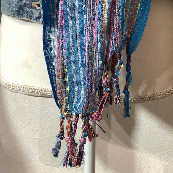 Lightweight gauze multicolor metallic sparkle fabric Summer Spring Scarf - Picture 3 of 5